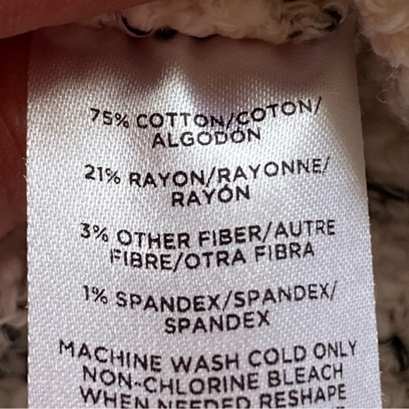 ❄️ Lou & Grey off white gray striped cropped cotton oversized sweater Large - Picture 7 of 12